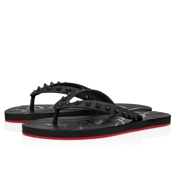 Christian Louboutin Shoes - Louboutin Flip Donna Flat Spike Rubber Flip Flop